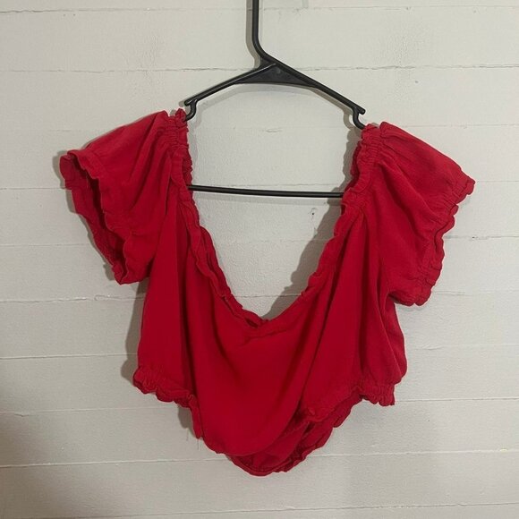 Showpo Red Off The Shoulder Crop Top SZ 10 - Picture 5 of 5